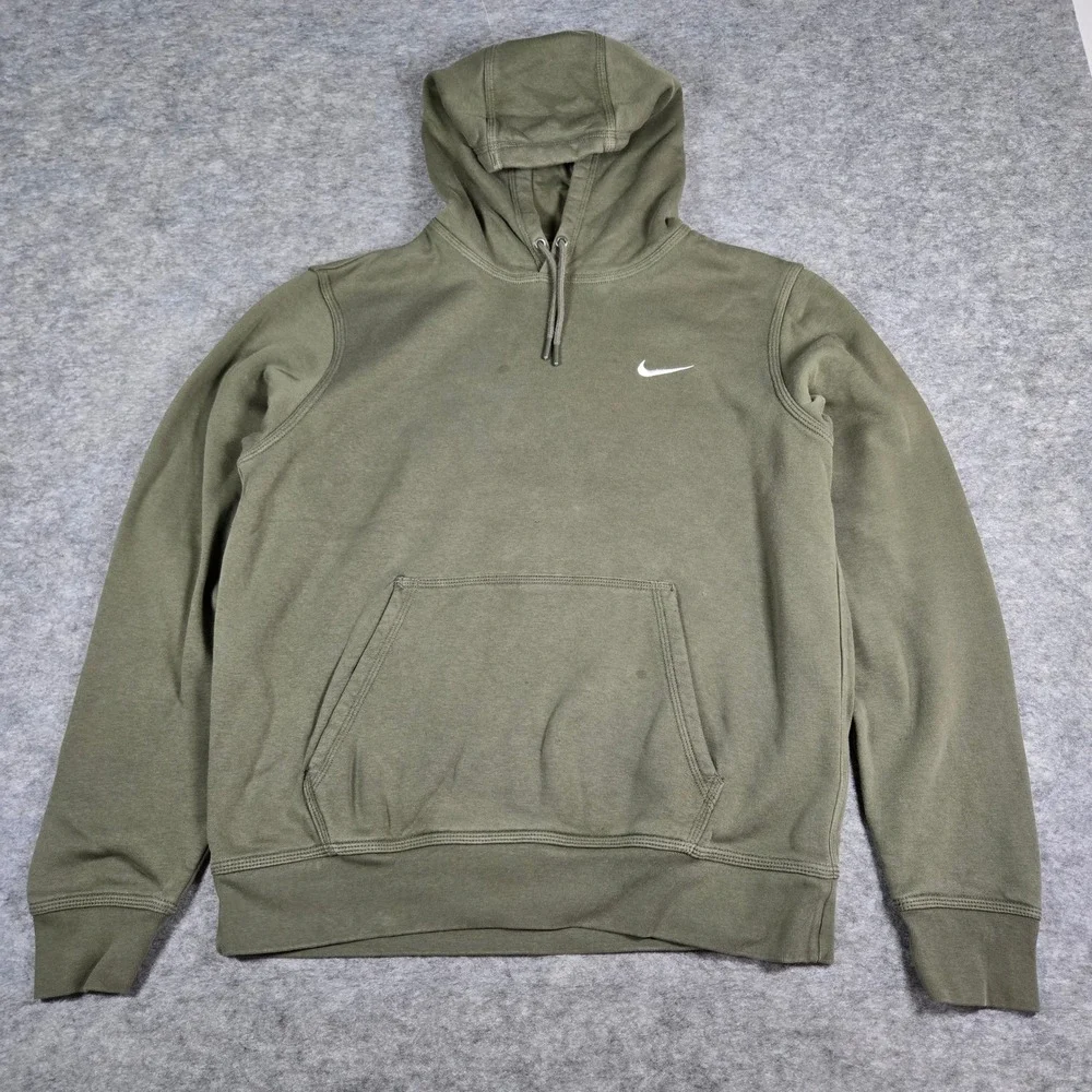 Nike Mens Olive Green Club Fleece Pullover Hoodie Medium